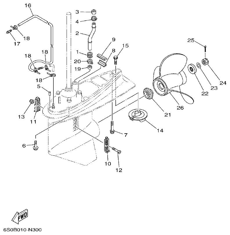 Yamaha F100BET LOWER CASING & DRIVE 2 parts diagram